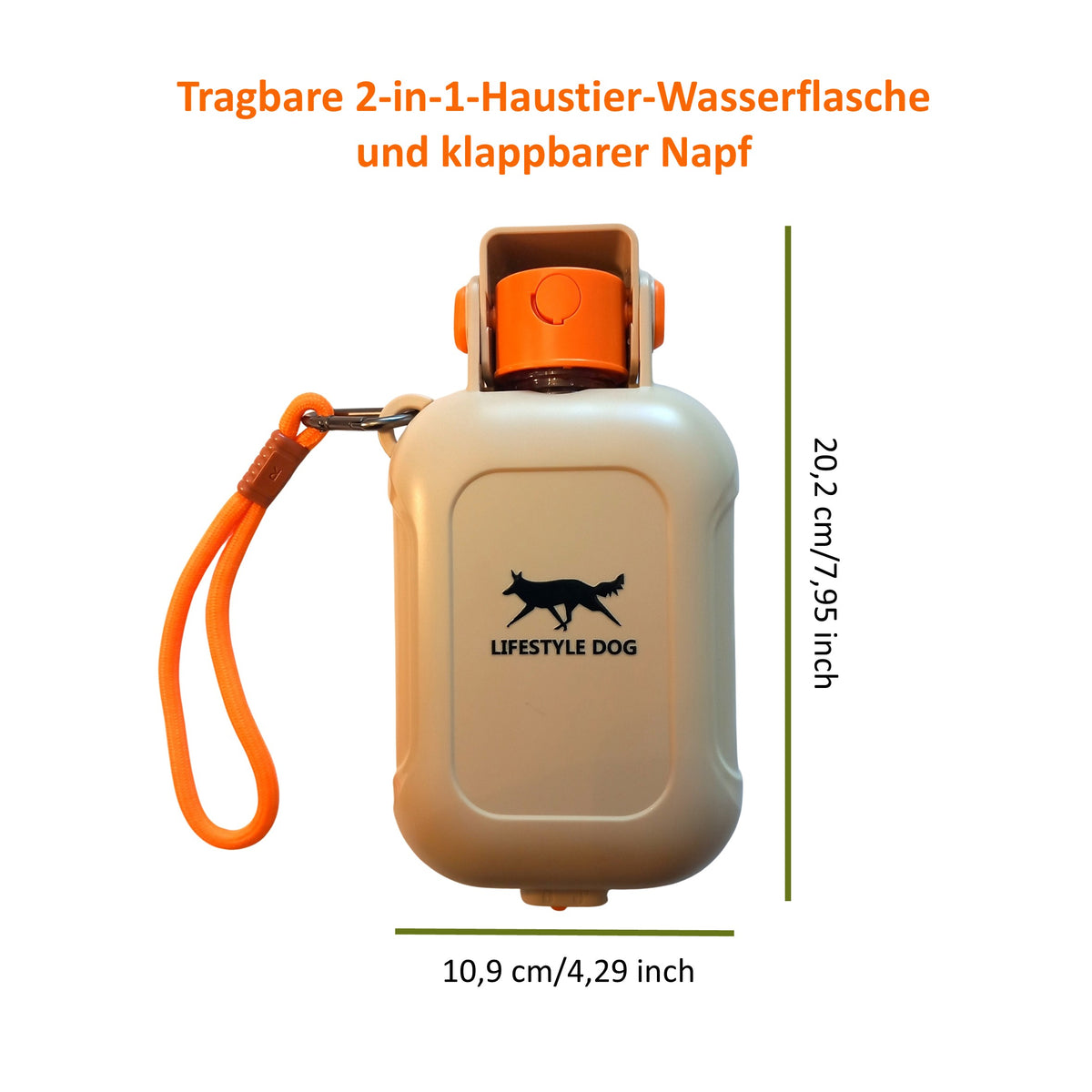 Tragbare 2-in-1 Hunde-Wasserflasche mit Faltnapf