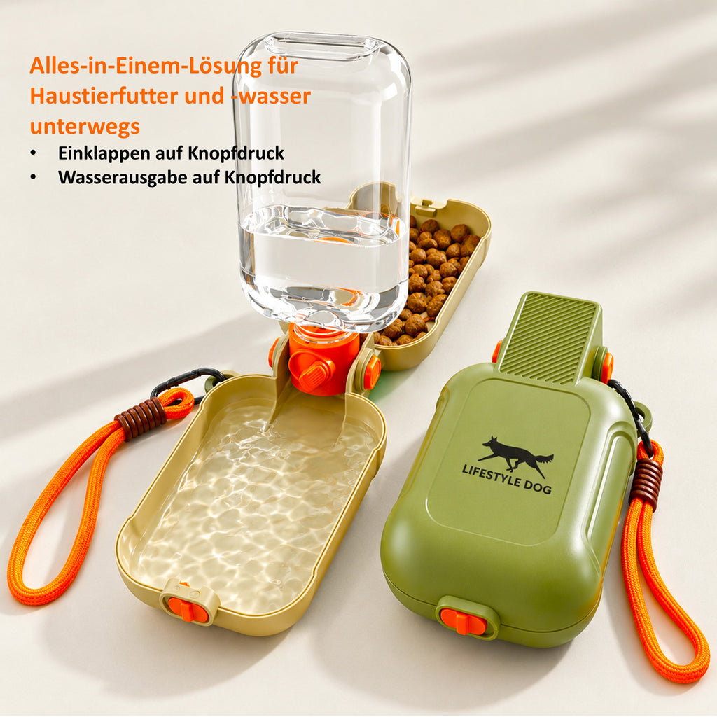 Tragbare 2-in-1 Hunde-Wasserflasche mit Faltnapf