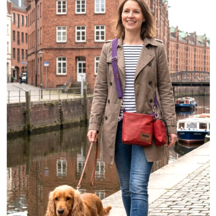 Gassi-Tasche aus Echtleder mit Kotbeutelspender